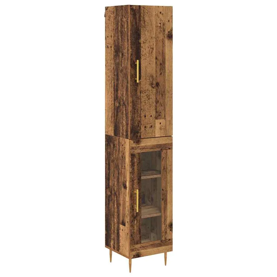 Haut Armoire 2 pcs Bois Ancien Bois d'ingénierie - 2