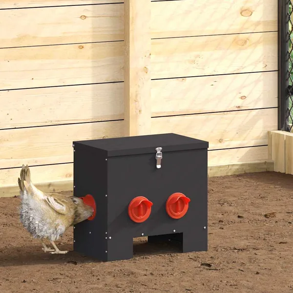 Mangeoire pour poules 2 pcs Noir 40,5 x 25 x 38 cm