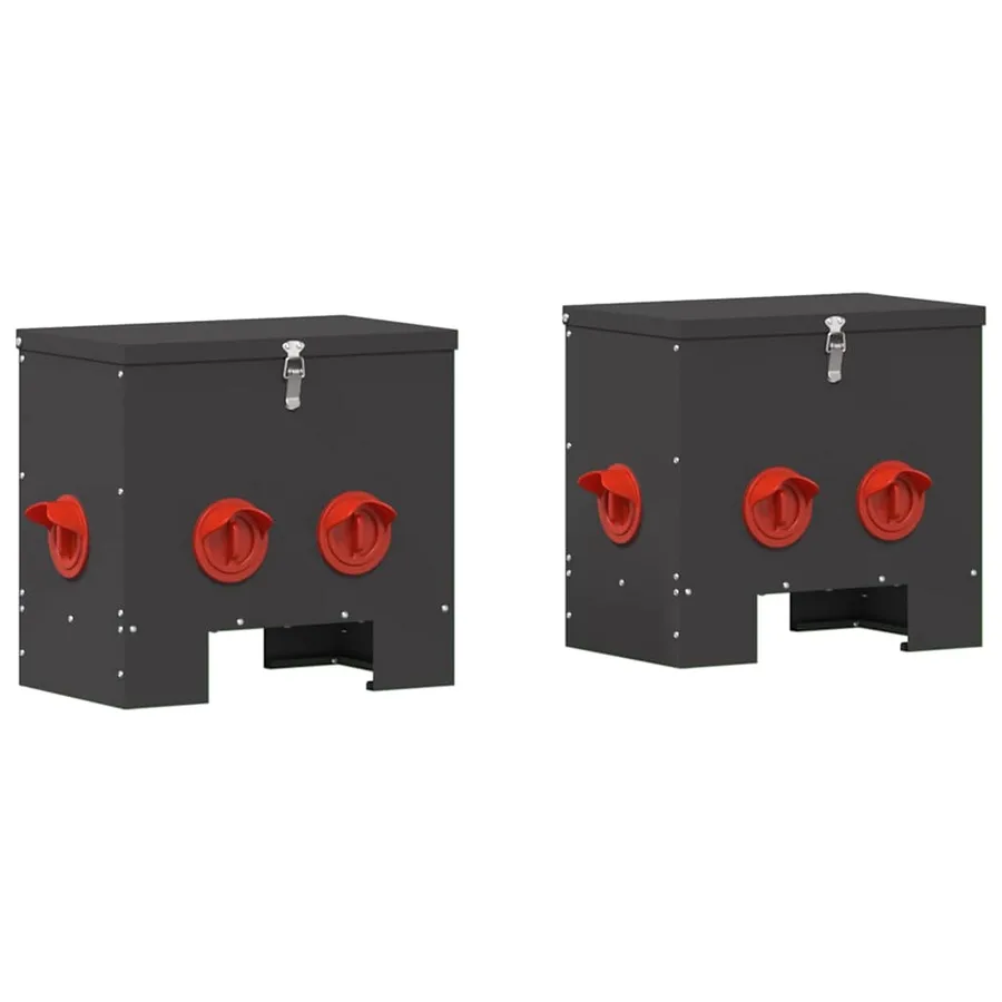 Mangeoire pour poules 2 pcs Noir 40,5 x 25 x 38 cm - 2