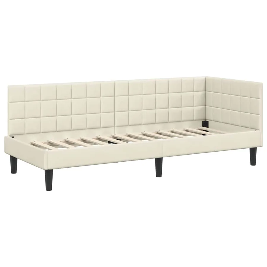 Cadre de lit d'angle avec matelas 2 pcs Crème Velours - 6