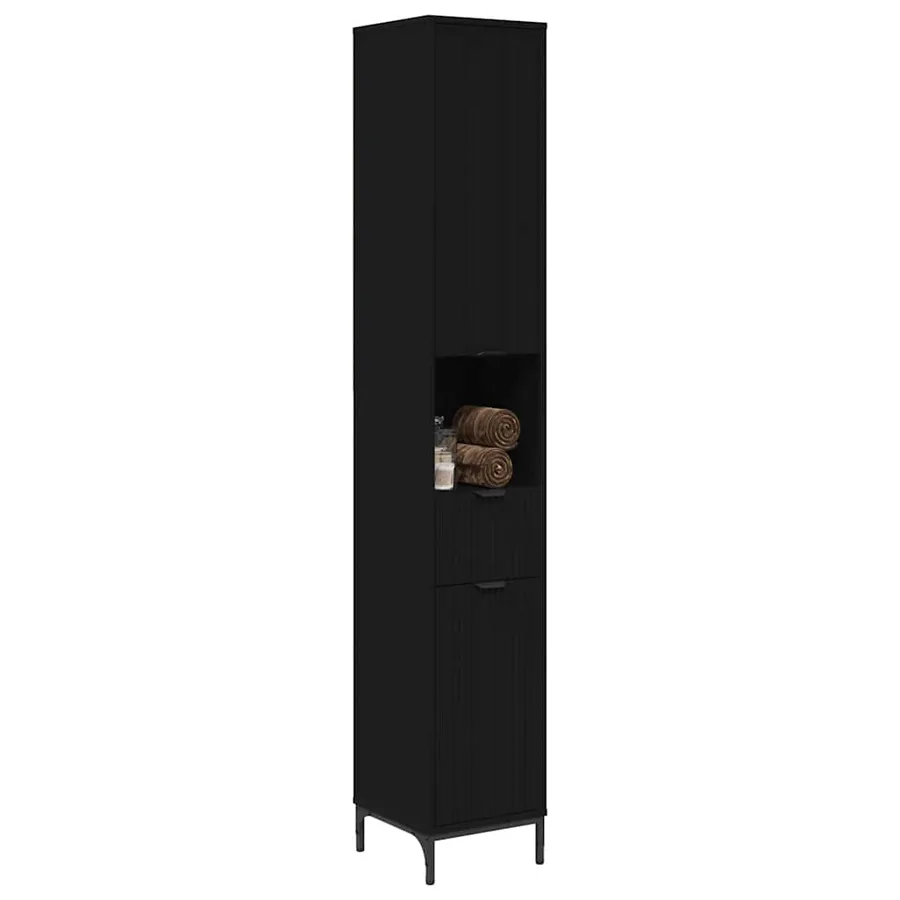 Cabinet de salle de bain Noir 31,5 x 33 x 190 cm - 3