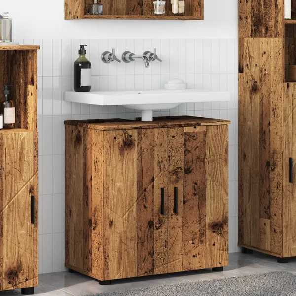 Cabinet de salle de bain avec porte Bois Ancien 61 x 35 x 64 cm