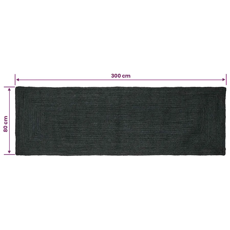 Tapis de surface Rectangulaire Gris foncé 80 x 300 cm Jute - 8