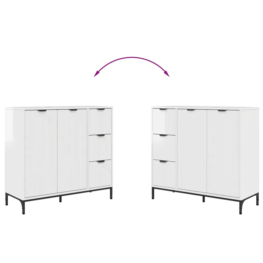 Buffet Blanc brillant 89,5 x 33 x 82 cm Bois d'ingénierie - 12