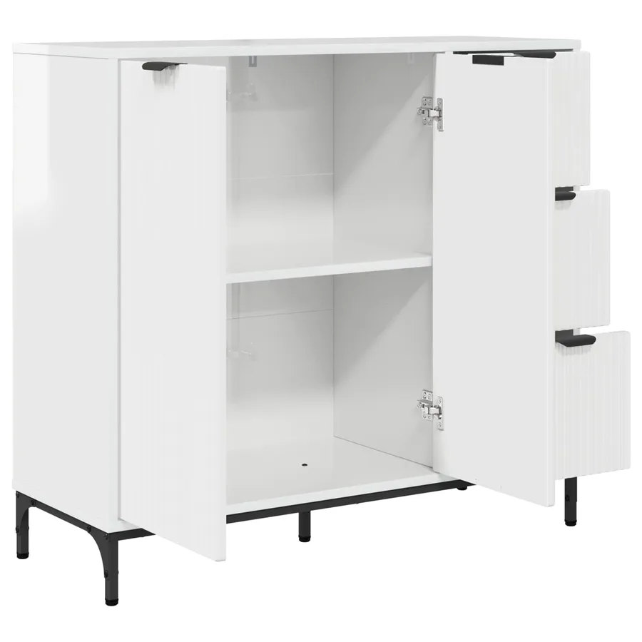 Buffet Blanc brillant 89,5 x 33 x 82 cm Bois d'ingénierie - 5