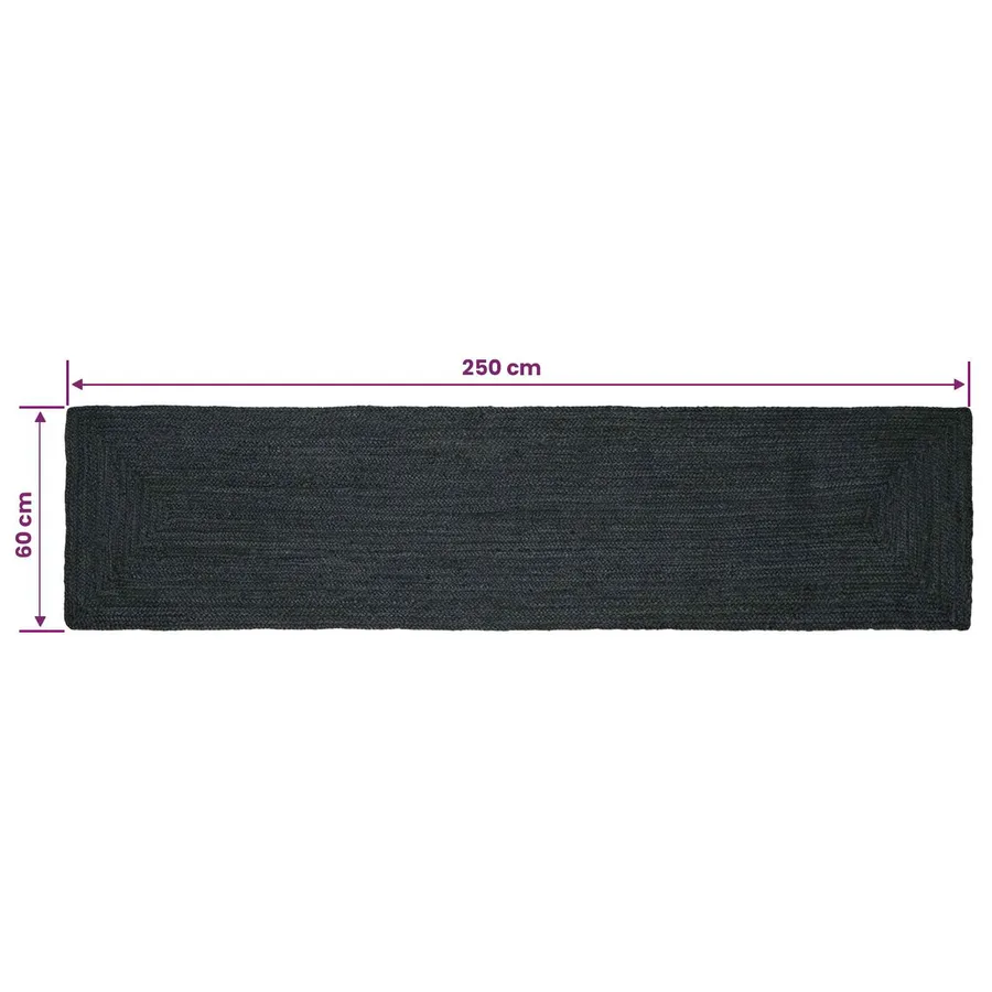 Tapis de surface Rectangulaire Gris foncé 60 x 250 cm Jute - 8