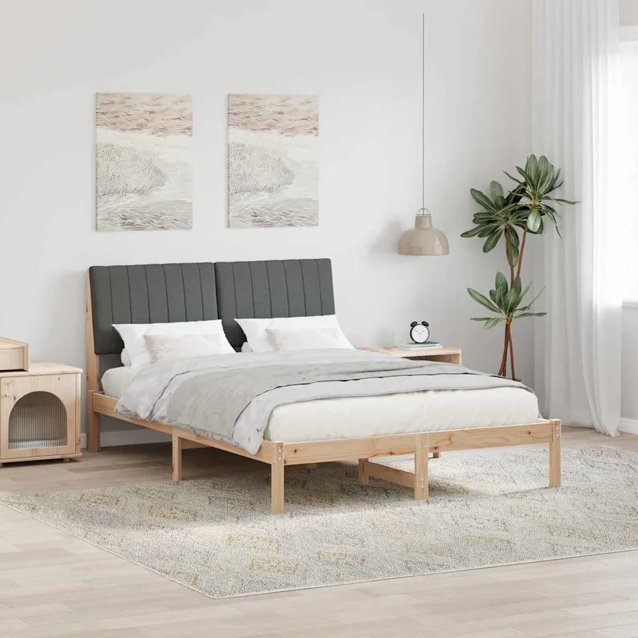Cadre de lit avec tête de lit Marron 135 x 190 cm Pin massif