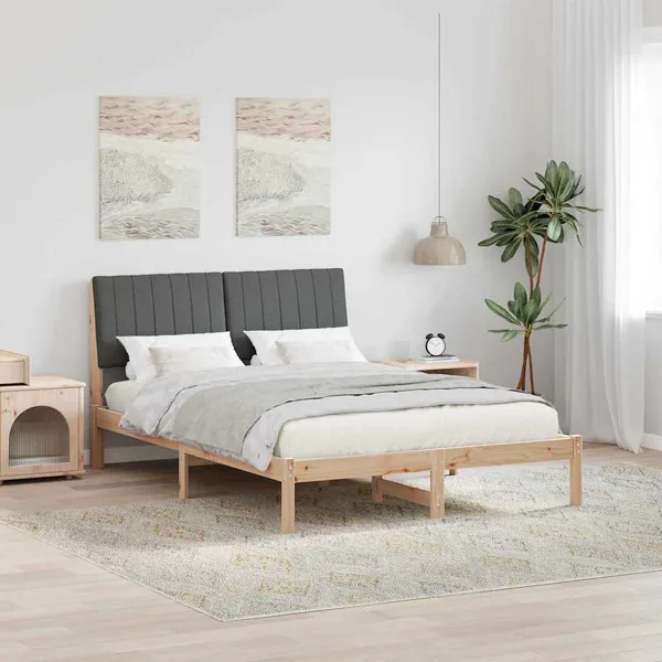 Cadre de lit avec tête de lit Marron 135 x 190 cm Pin massif