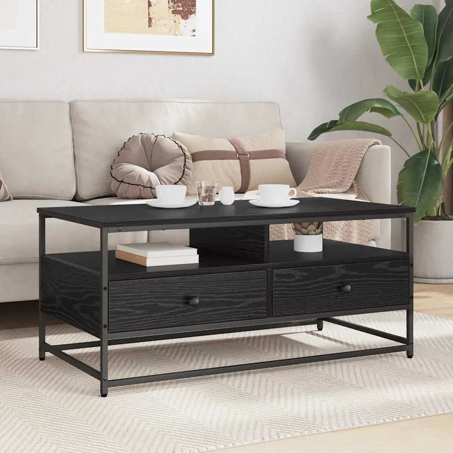 Table basse Chêne noir 100 x 51 x 45 cm Bois d'ingénierie - 4