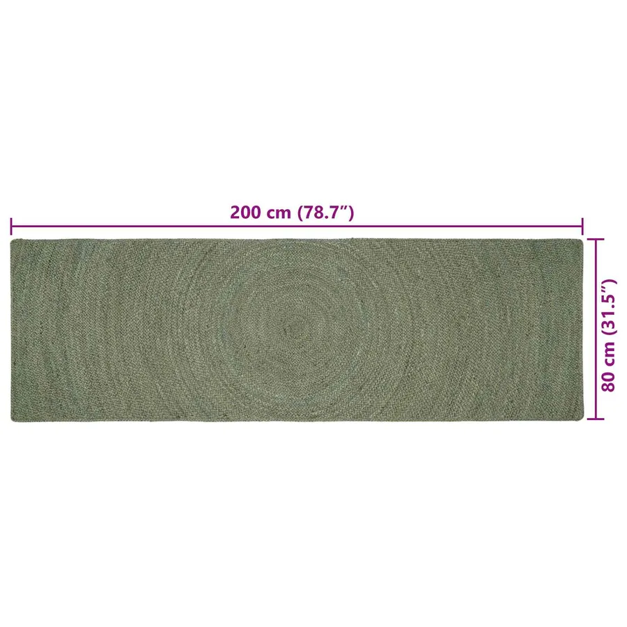 Tapis de surface Vert olive 80 x 200 cm Jute - 7