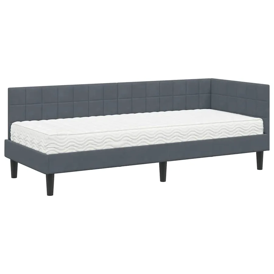 Cadre de lit d'angle avec matelas 2 pcs Gris Velours - 4