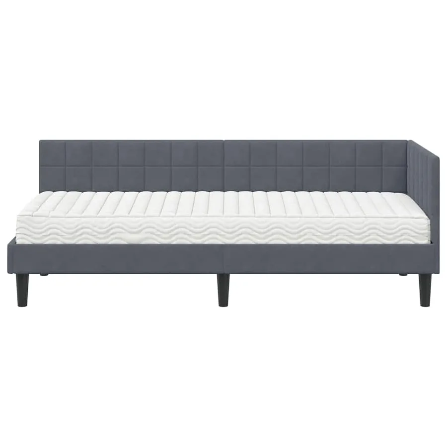 Cadre de lit d'angle avec matelas 2 pcs Gris Velours - 5