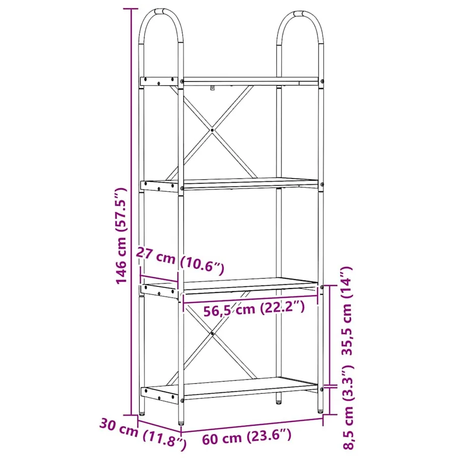 Étagère Chêne Sonoma 60 x 30 x 146 cm Bois d'ingénierie - 12