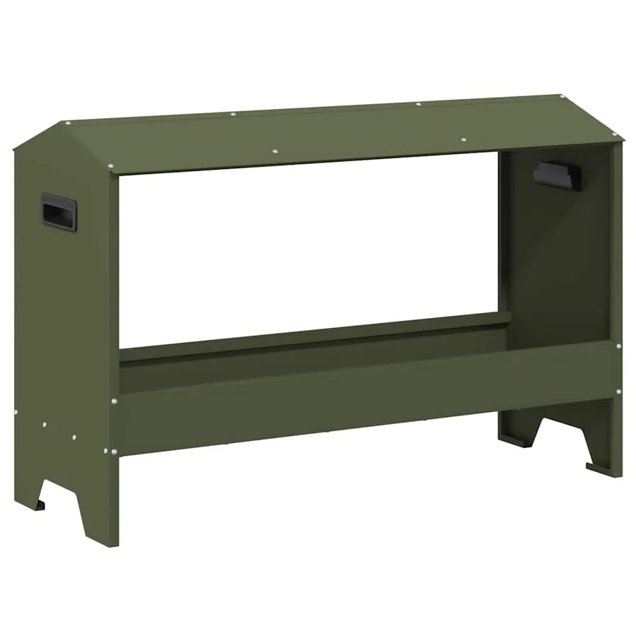 Bac de nourrissage pour poules Vert olive 81 x 32 x 53,5 cm - 2