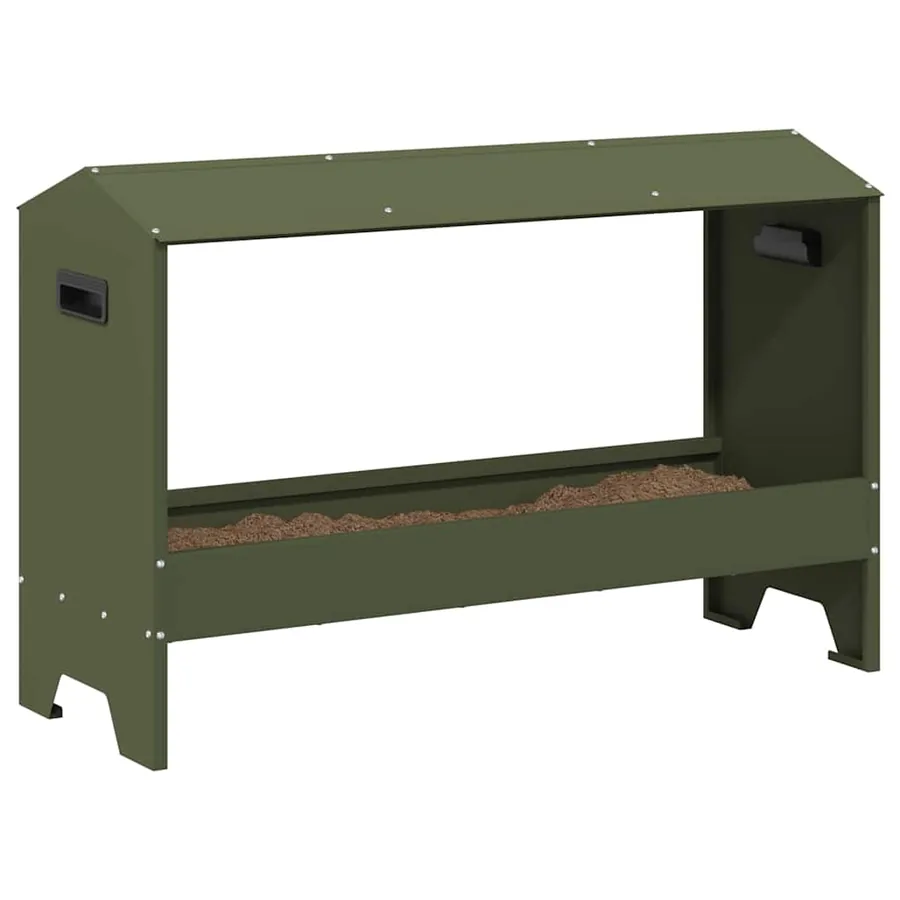 Bac de nourrissage pour poules Vert olive 81 x 32 x 53,5 cm - 3