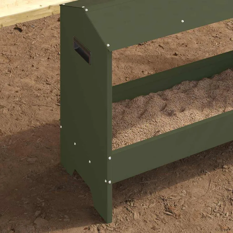 Bac de nourrissage pour poules Vert olive 81 x 32 x 53,5 cm - 4