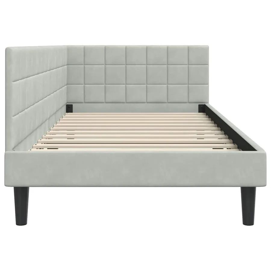 Cadre de lit d'angle Gris clair 90 cm x 190 cm Velours - 6