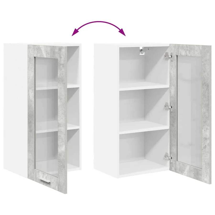 Armoire suspendue avec porte 2 pcs Gris béton 40 x 31 x 80 cm - 12