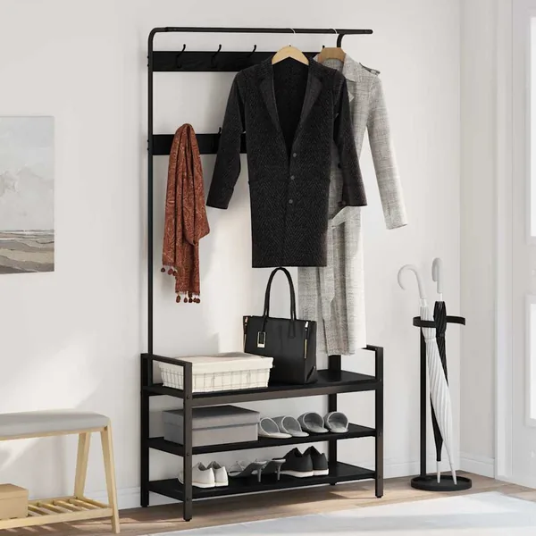 Porte-manteau Chêne noir 95 x 34 x 184 cm Bois d'ingénierie