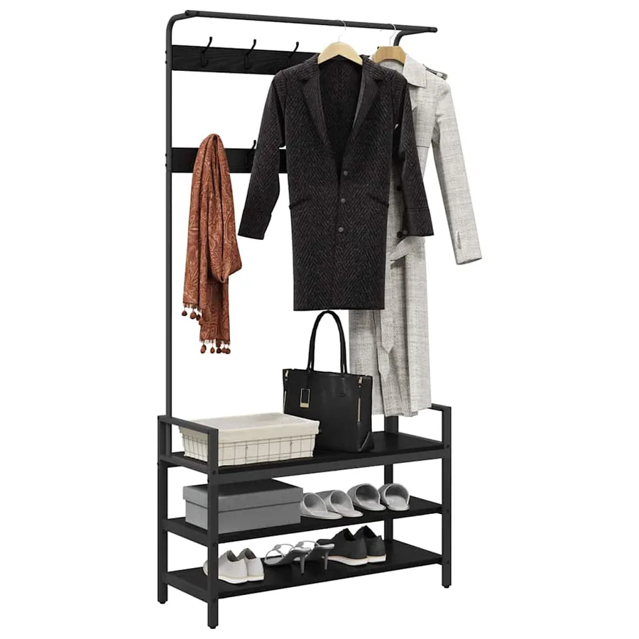 Porte-manteau Chêne noir 95 x 34 x 184 cm Bois d'ingénierie - 3