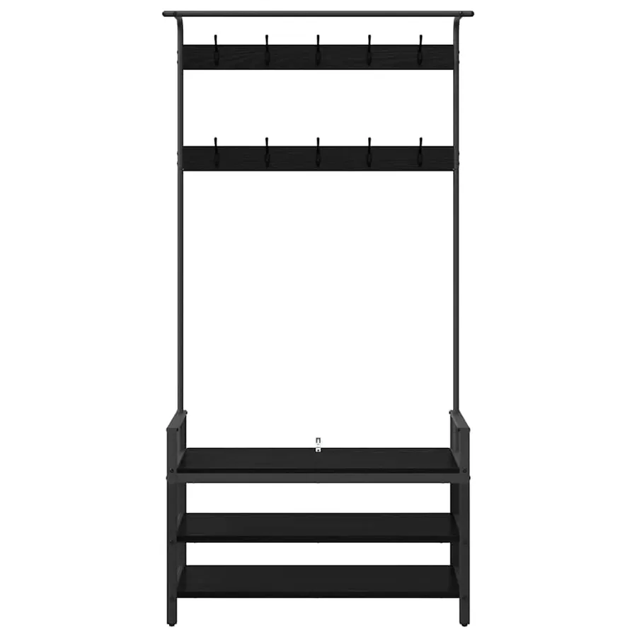 Porte-manteau Chêne noir 95 x 34 x 184 cm Bois d'ingénierie - 5