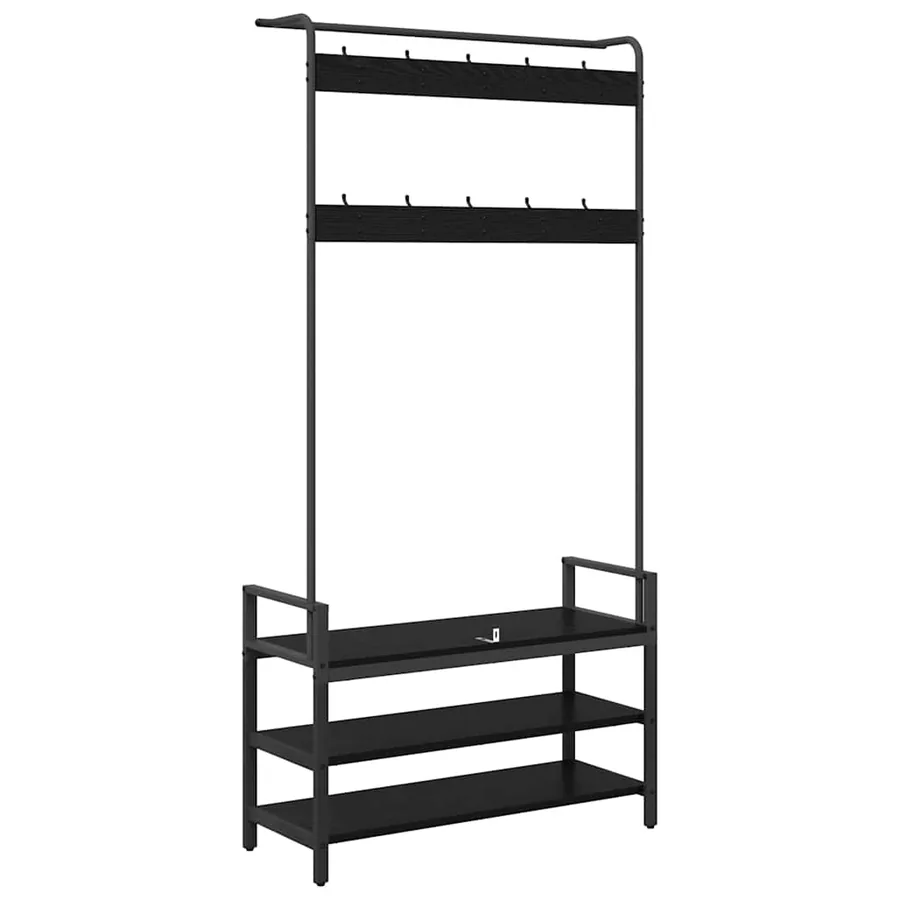 Porte-manteau Chêne noir 95 x 34 x 184 cm Bois d'ingénierie - 7