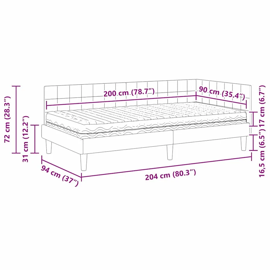 Cadre de lit d'angle avec matelas 2 pcs Turquoise Velours - 14
