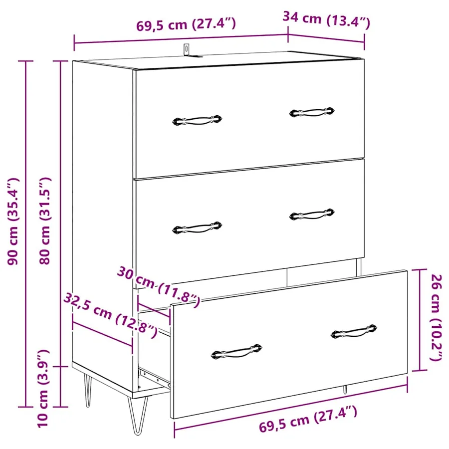 Buffet Chêne artisanal 69,5 x 34 x 90 cm - 16