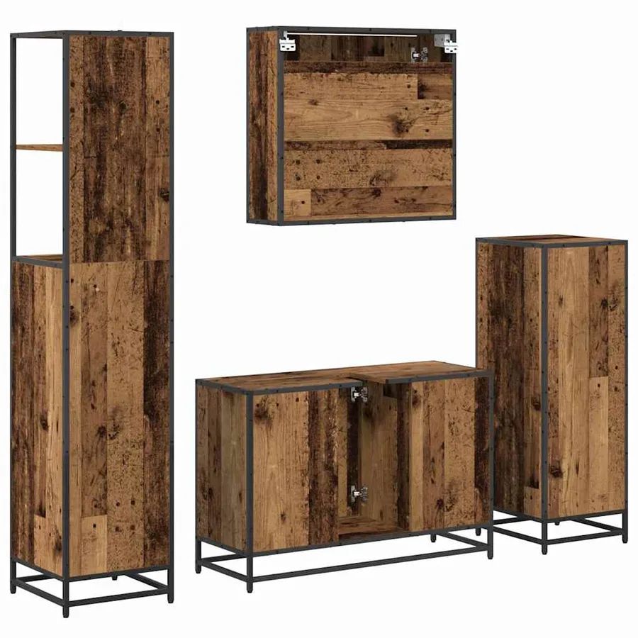 Ensemble de mobilier de salle de bain 4 pcs Bois Ancien - 10