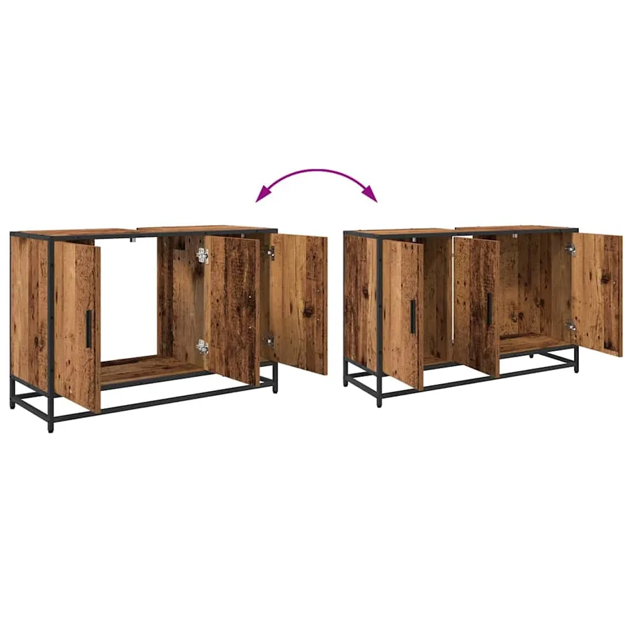 Ensemble de mobilier de salle de bain 4 pcs Bois Ancien - 13