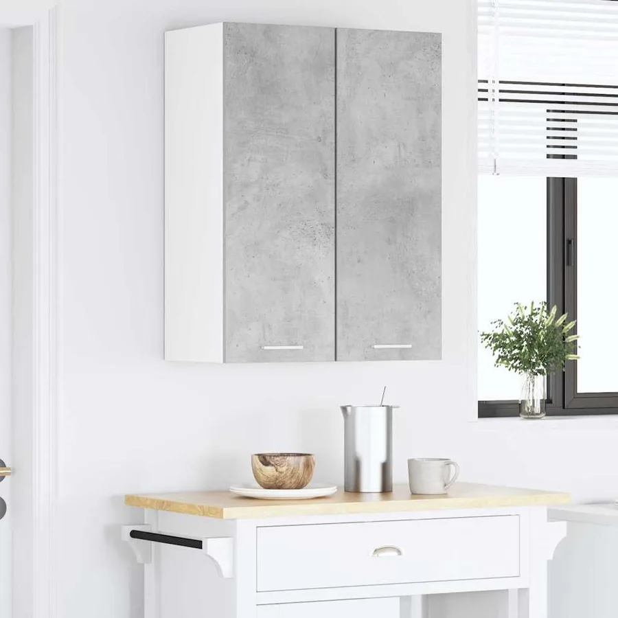Armoire suspendue 2 pcs Gris béton et Blanc 30 x 31 x 80 cm - 4