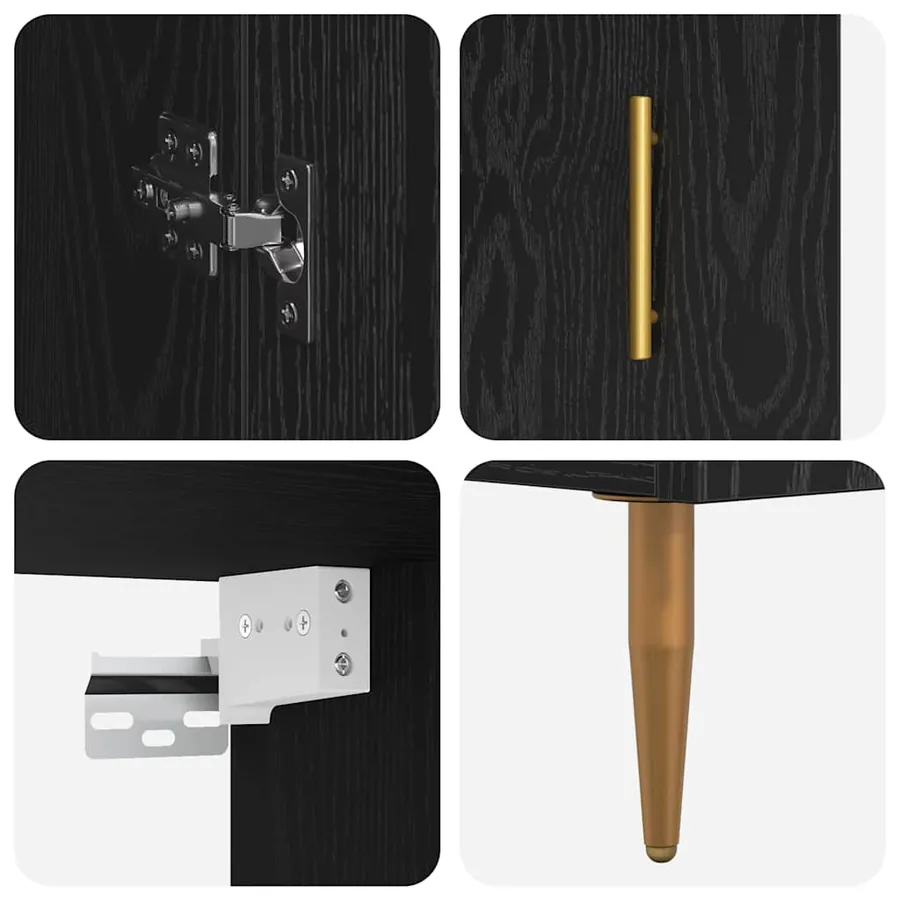 Haut Armoire 2 pcs Chêne noir Bois d'ingénierie - 11