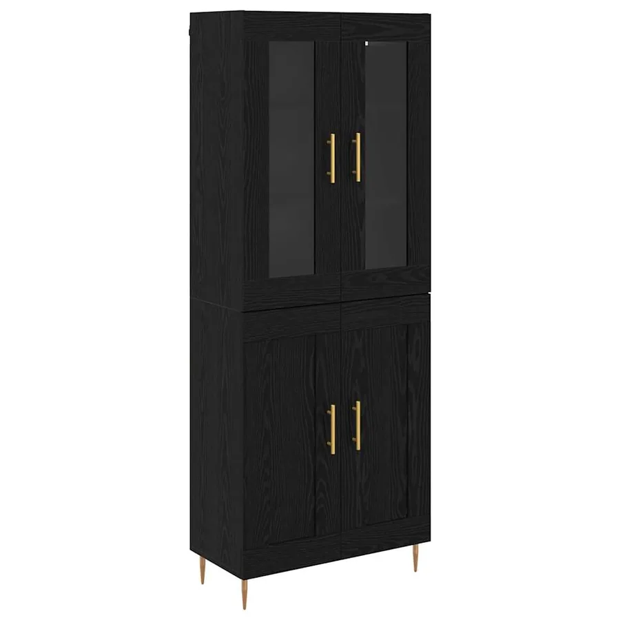 Haut Armoire 2 pcs Chêne noir Bois d'ingénierie - 2