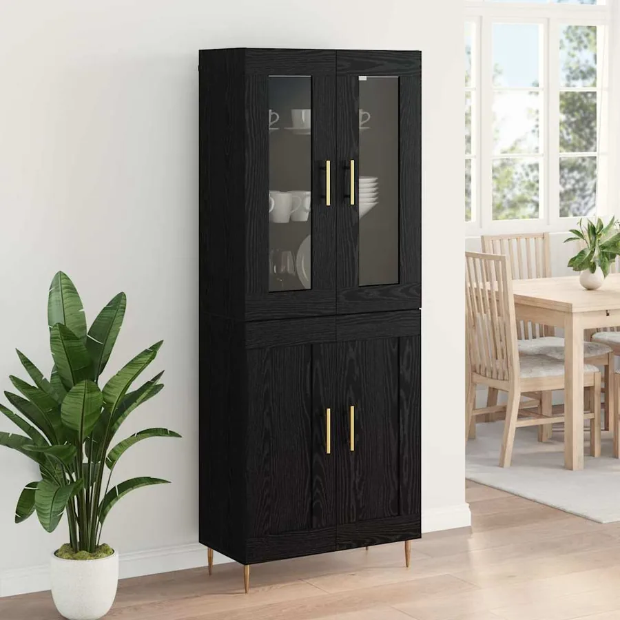 Haut Armoire 2 pcs Chêne noir Bois d'ingénierie - 4