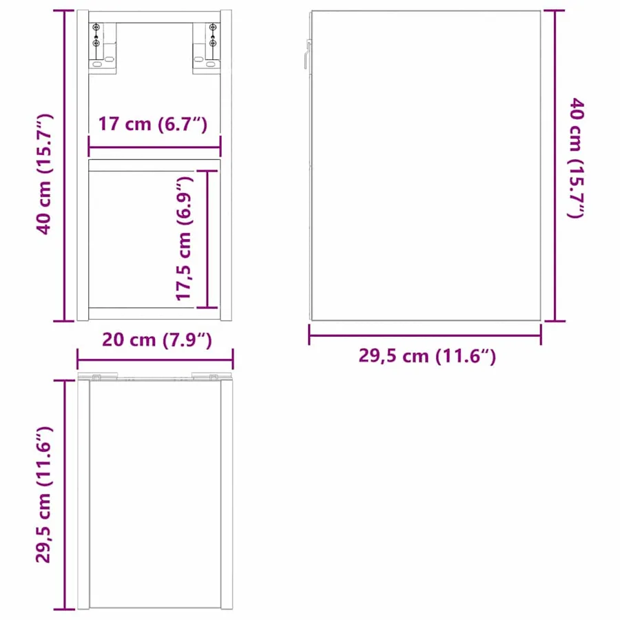 Armoire suspendue avec stockage Chêne noir 20 x 29,5 x 40 cm - 12
