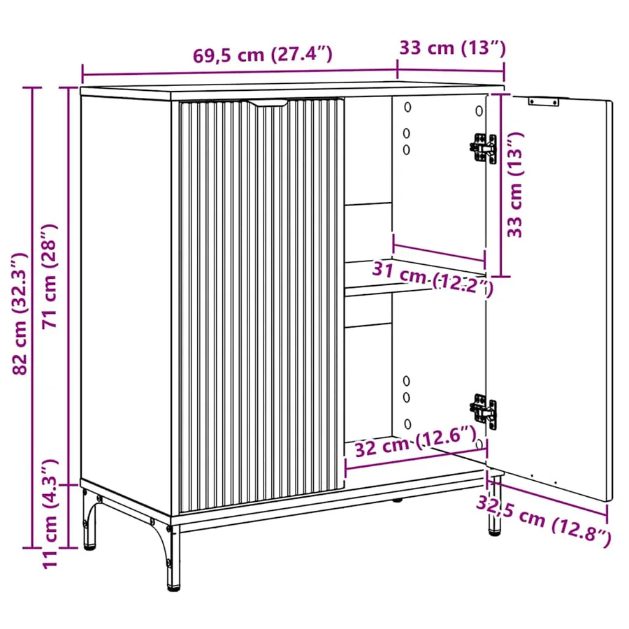 Buffet Blanc 69,5 x 33 x 82 cm Bois d'ingénierie - 14