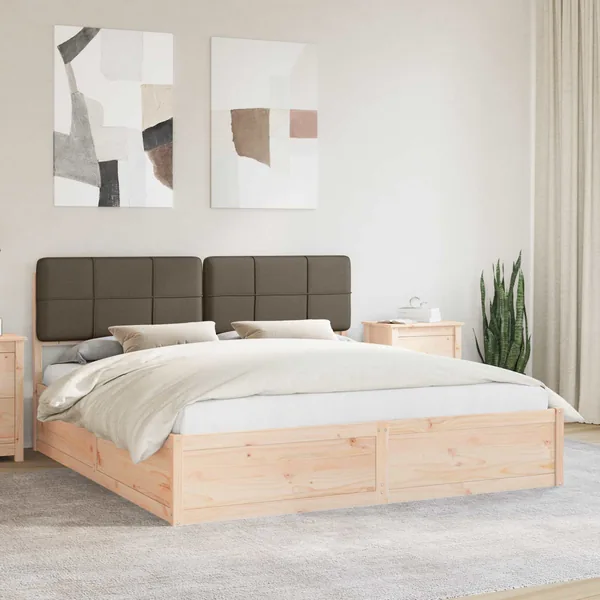 Cadre de lit avec tête de lit rembourrée Taupe 200 x 200 cm