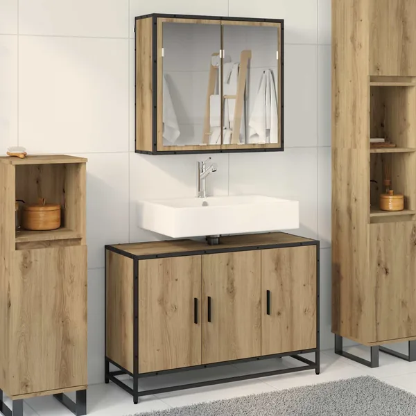 Ensemble de mobilier de salle de bain 2 pc Chêne artisanal