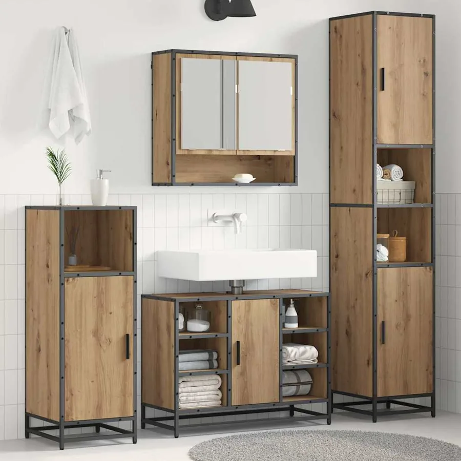 Ensemble de mobilier de salle de bain 3 pc Chêne artisanal