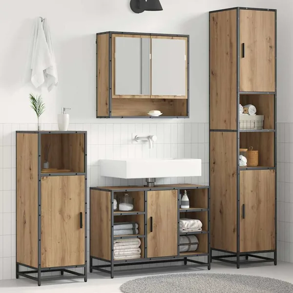 Ensemble de mobilier de salle de bain 3 pc Chêne artisanal