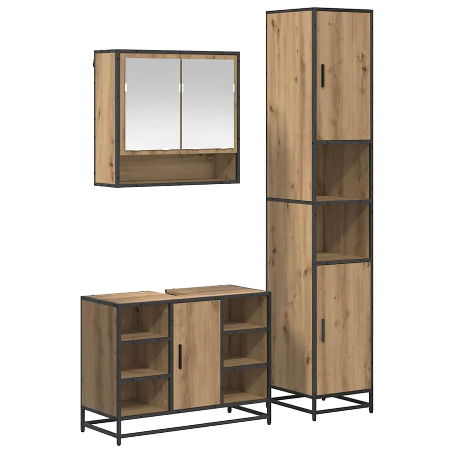 Ensemble de mobilier de salle de bain 3 pc Chêne artisanal - 2