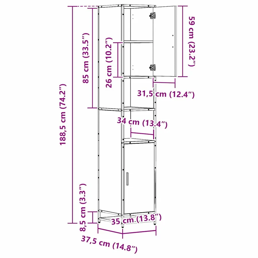 Ensemble de mobilier de salle de bain 3 pc Chêne artisanal - 20