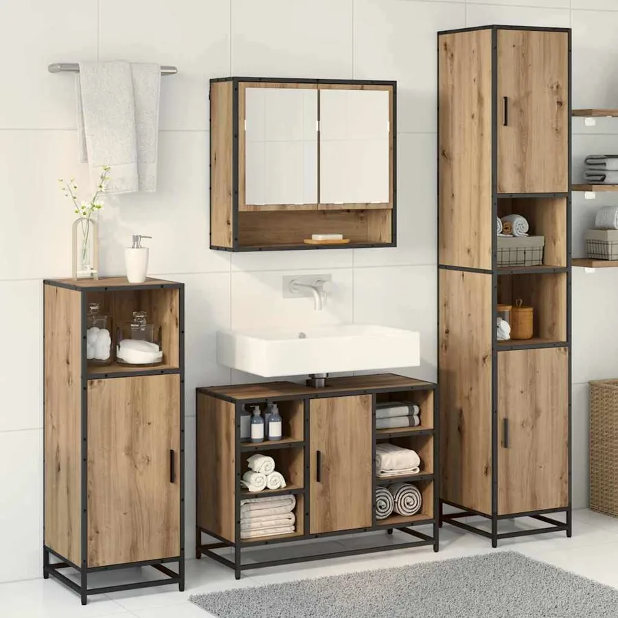 Ensemble de mobilier de salle de bain 3 pc Chêne artisanal - 4