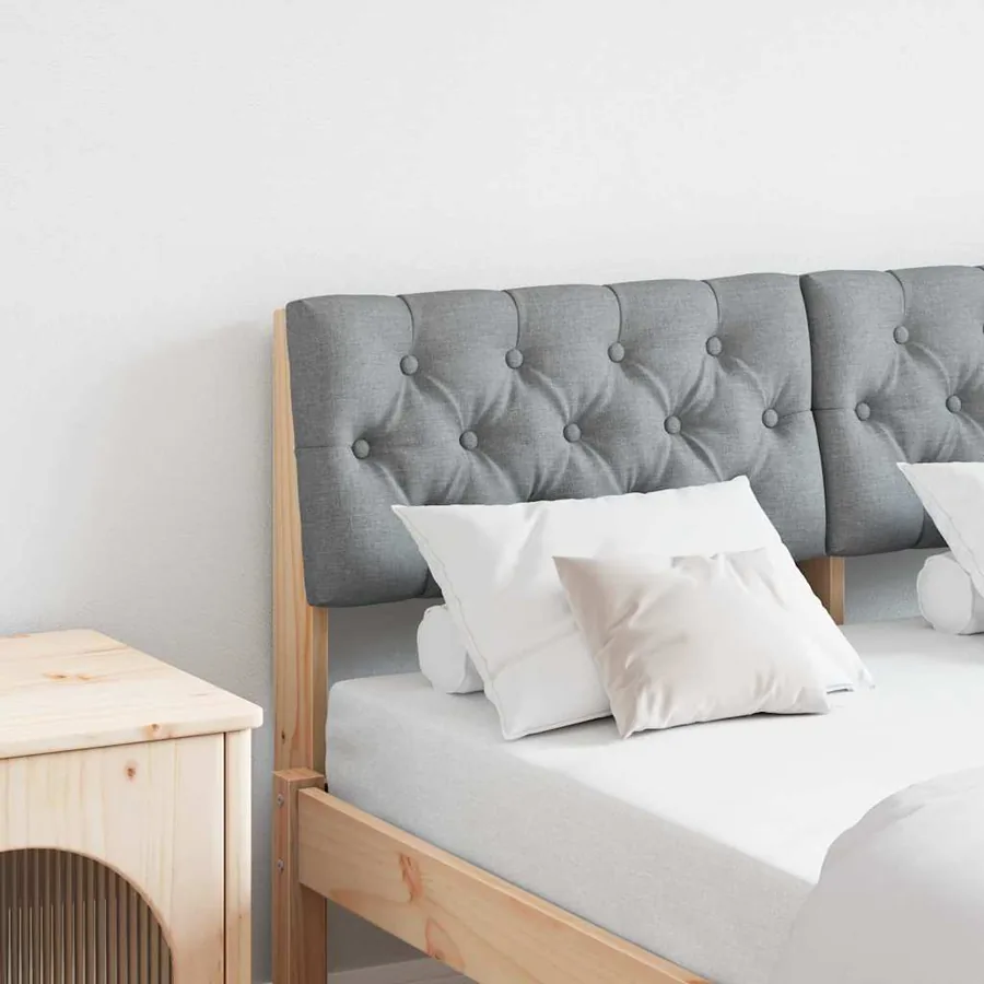 Tête de lit capitonnée Gris clair 120 cm Pin massif