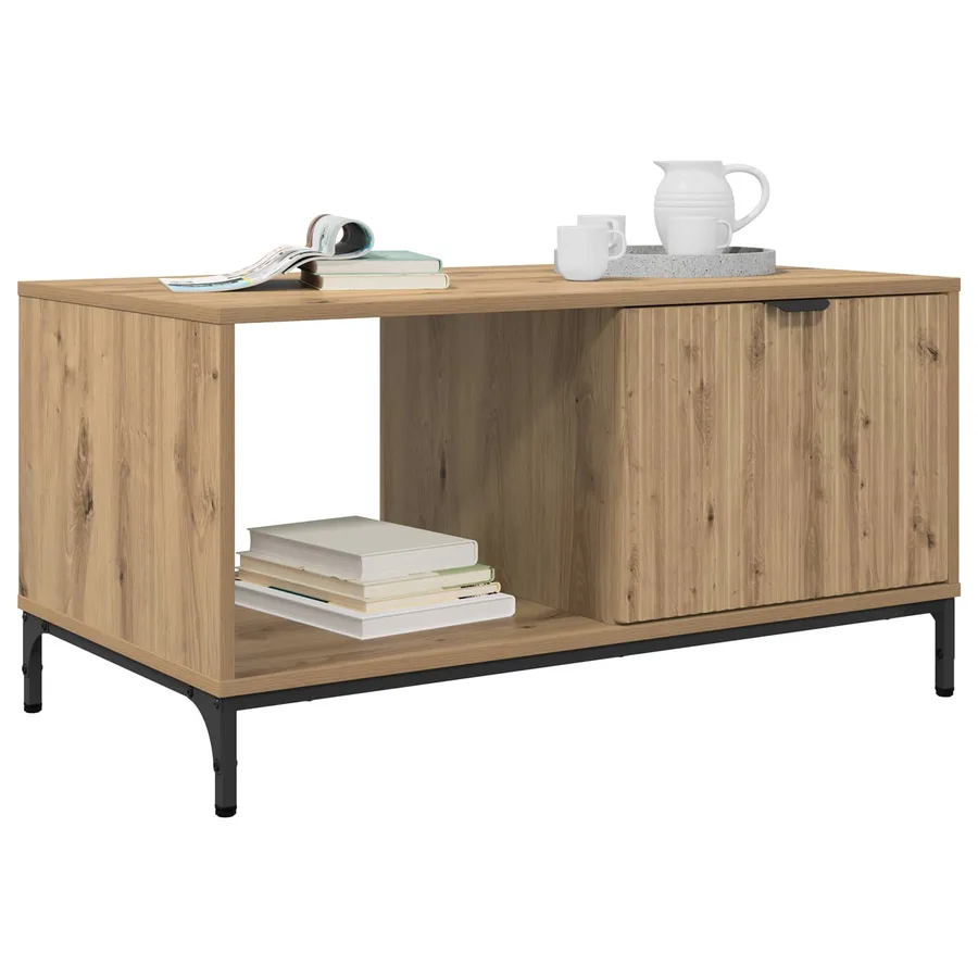 Table basse Chêne artisanal 90 x 49 x 46 cm Bois d'ingénierie - 3