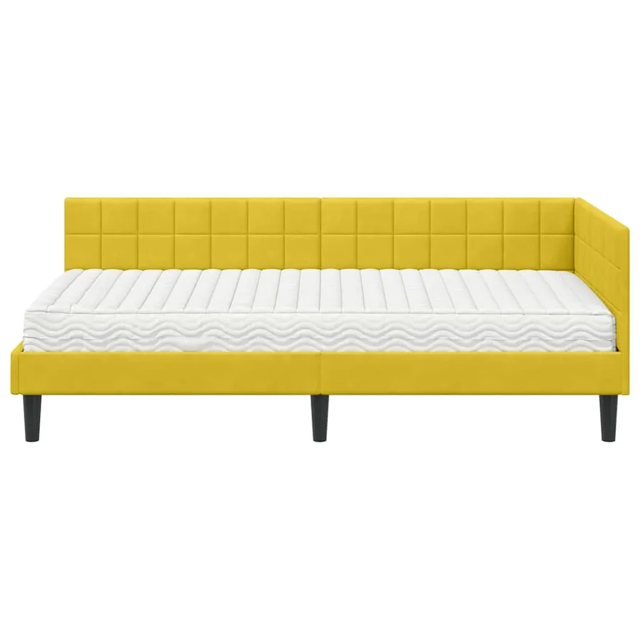 Cadre de lit d'angle avec matelas 2 pcs Jaune Velours - 5