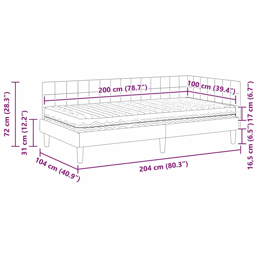 Cadre de lit d'angle avec matelas 2 pcs Vert Velours - 14