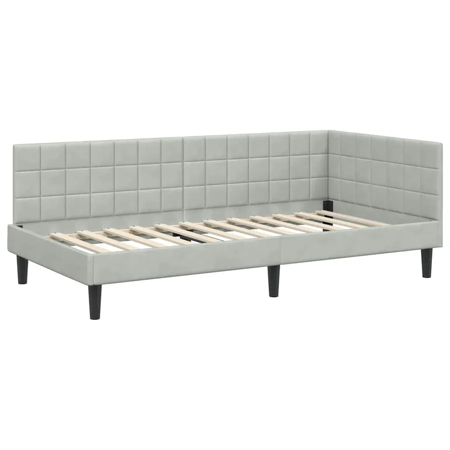 Cadre de lit d'angle avec matelas 2 pcs Gris clair Velours - 6