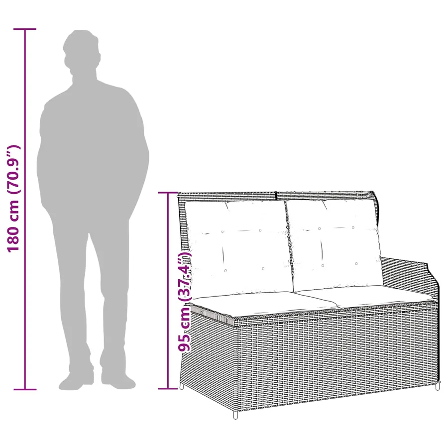 Banc de jardin avec coussin Gris clair polyrotin - 10