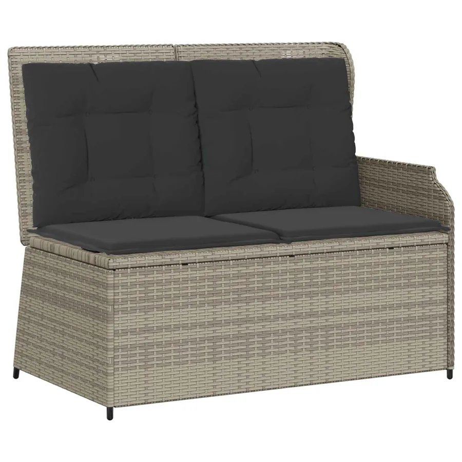 Banc de jardin avec coussin Gris clair polyrotin - 2